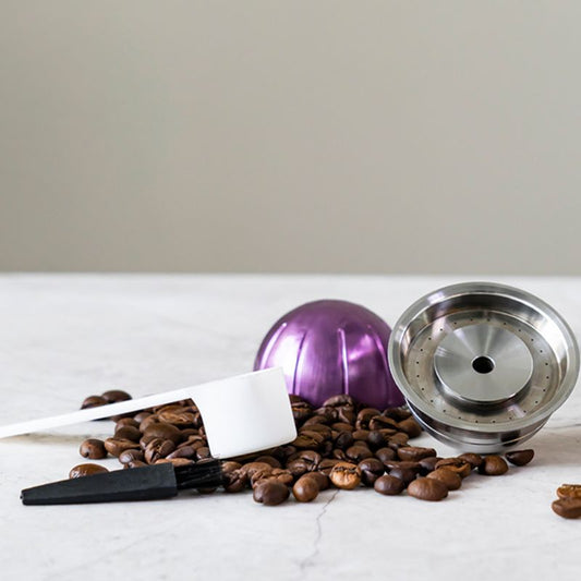 Újratölthető rozsdamentes acél Nespresso Vertuo kávékapszula előnyei – 100% újratölthető, műanyagmentes, saját kávéval tölthető