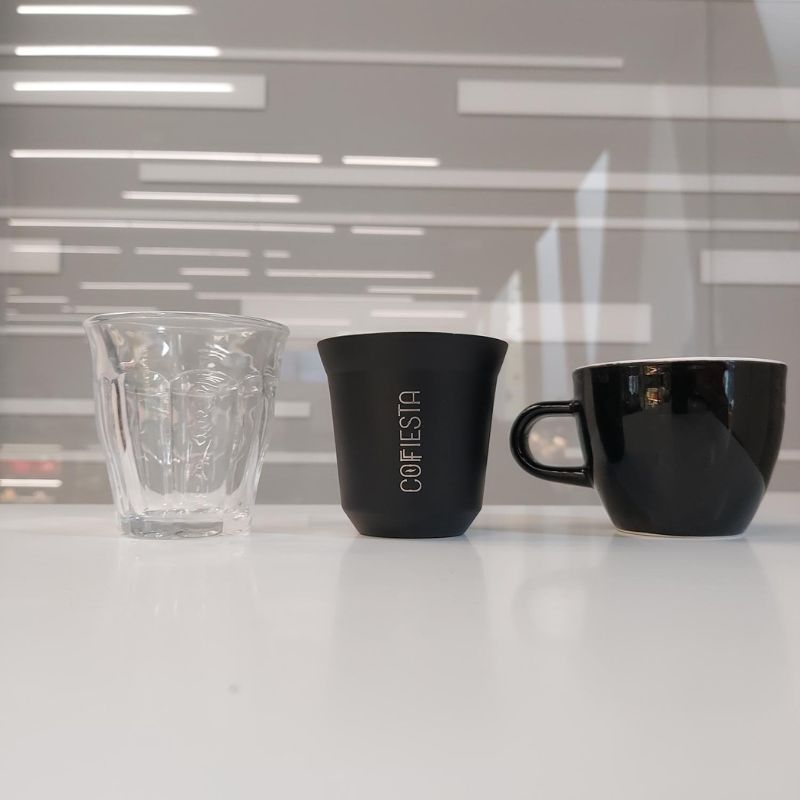 COFFIESTA dizájn kávéscsésze fekete - rozsdamentes acél espresso csésze