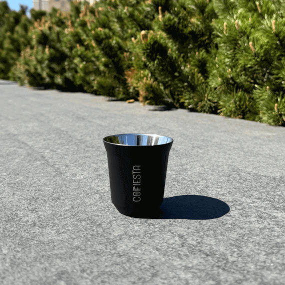 COFFIESTA dizájn kávéscsésze fekete színben - rozsdamentes acél espresso csésze