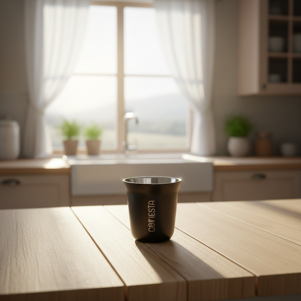 COFFIESTA fekete kávéscsésze gravírozott részletekkel – prémium dizájn csésze