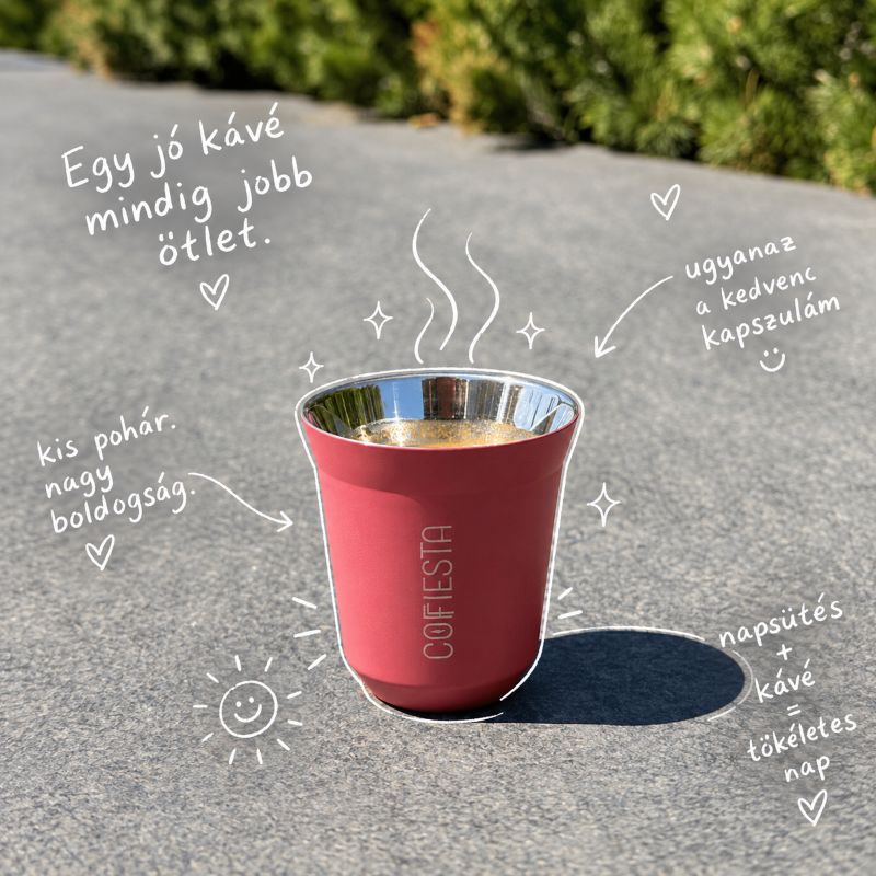 Coffiesta modern, prémium gravírozott pink rózsaszín kávéscsésze