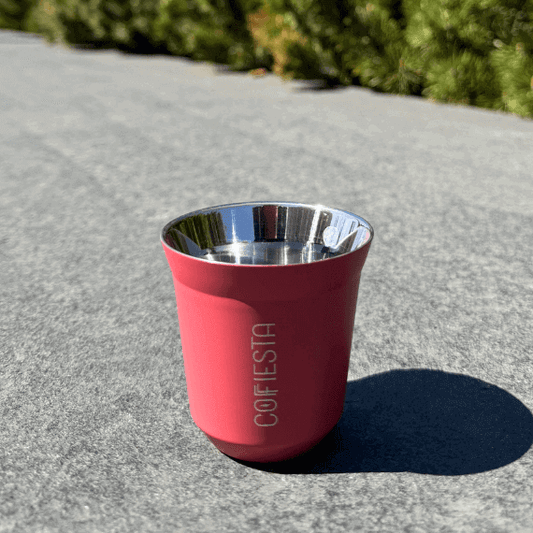COFFIESTA dizájn kávéscsésze pink színben - rozsdamentes acél espresso csésze